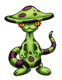 Mushreath was one of Dennis' Keatures in Draft 2-4, which I decided to drop in later drafts after uniting his Kreatures with a reptile/amphibian motif. In retrospect, it might still suit him, since it looks like a reptilian mushroom anyway. Mushreath01