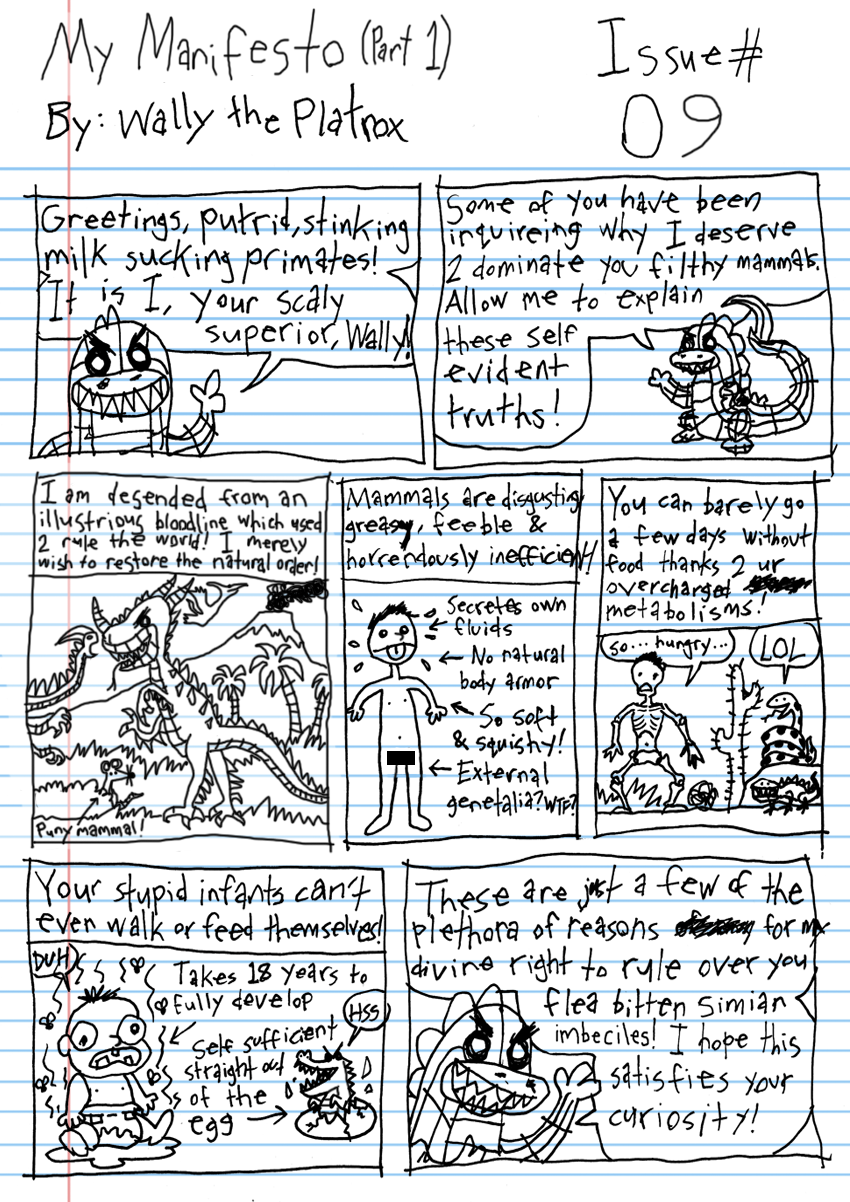 OOC: For the third panel I actually traced over some dinosaurs I drew when I was six years old!